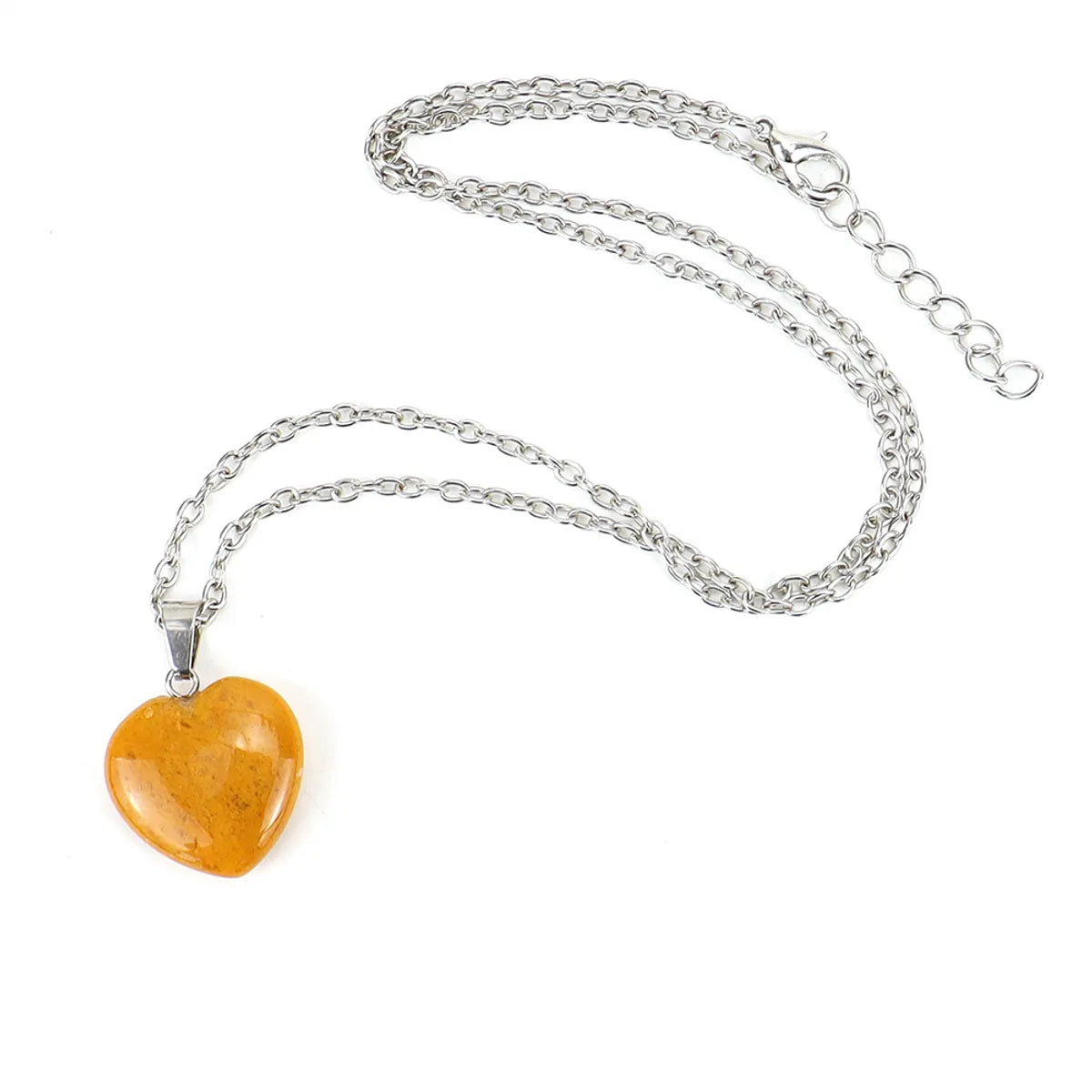 Simple Style Heart Shape Natural Stone Ferroalloy Knitting Pendant Necklace