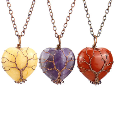 Simple Style Heart Shape Natural Stone Ferroalloy Wholesale Pendant Necklace