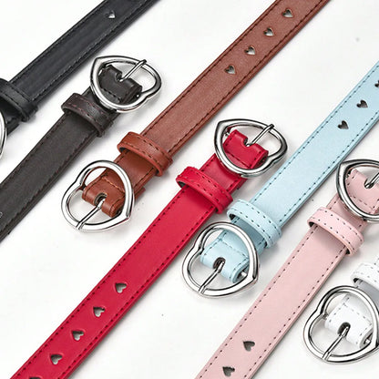 Simple Style Heart Shape Pu Leather Synthetic Resin Buckle Women'S Leather Belts