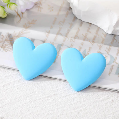 Simple Style Heart Shape Resin Ear Studs 1 Pair