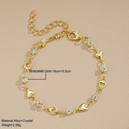 Simple Style Heart Shape Rhinestones Alloy Wholesale Bracelets