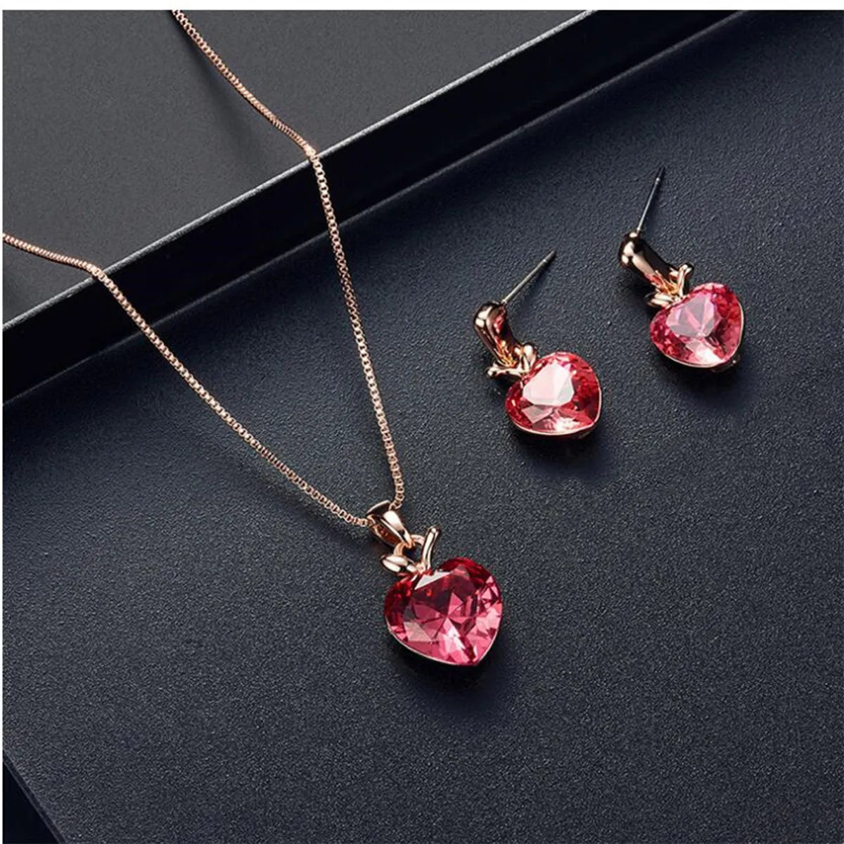 Simple Style Heart Shape Rhinestones Alloy Wholesale Jewelry Set