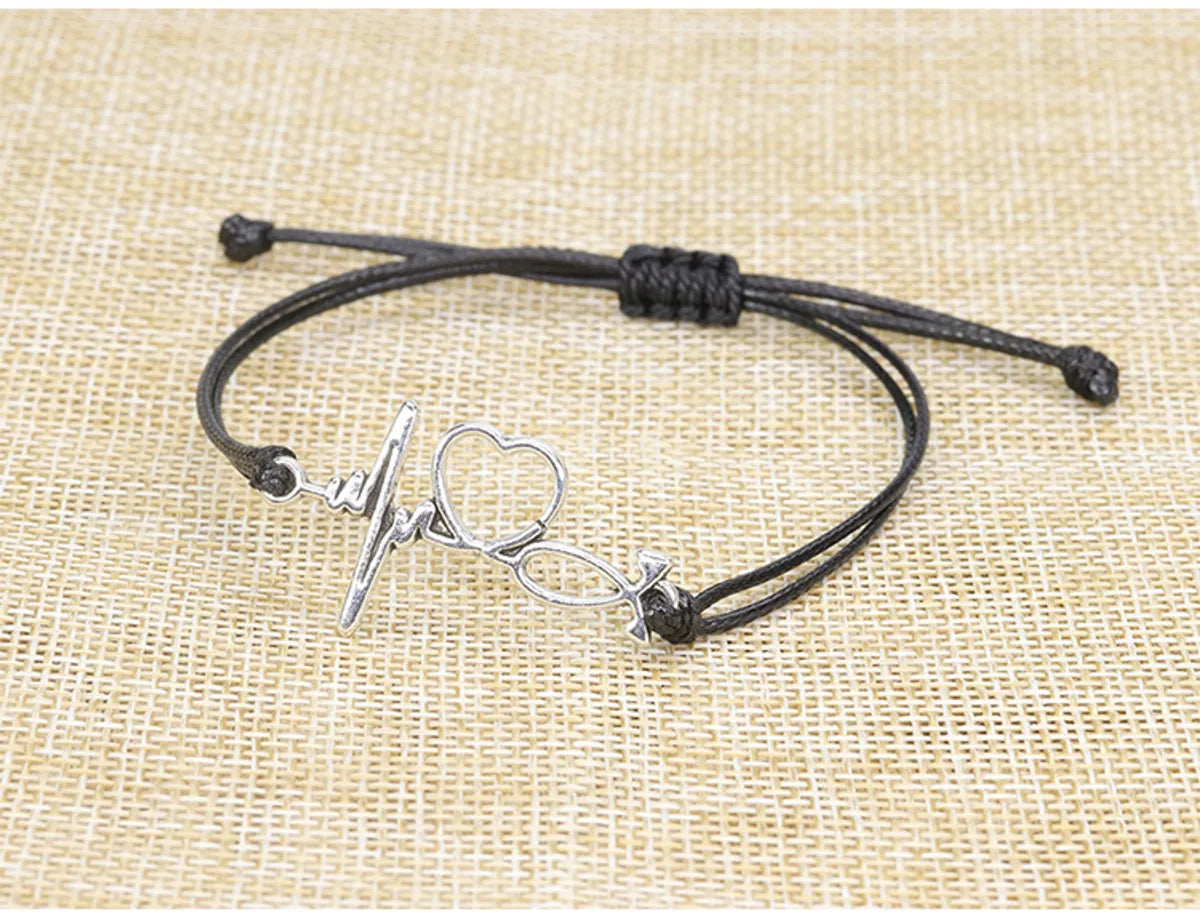 Simple Style Heart Shape Rhombus Alloy Unisex Bracelets