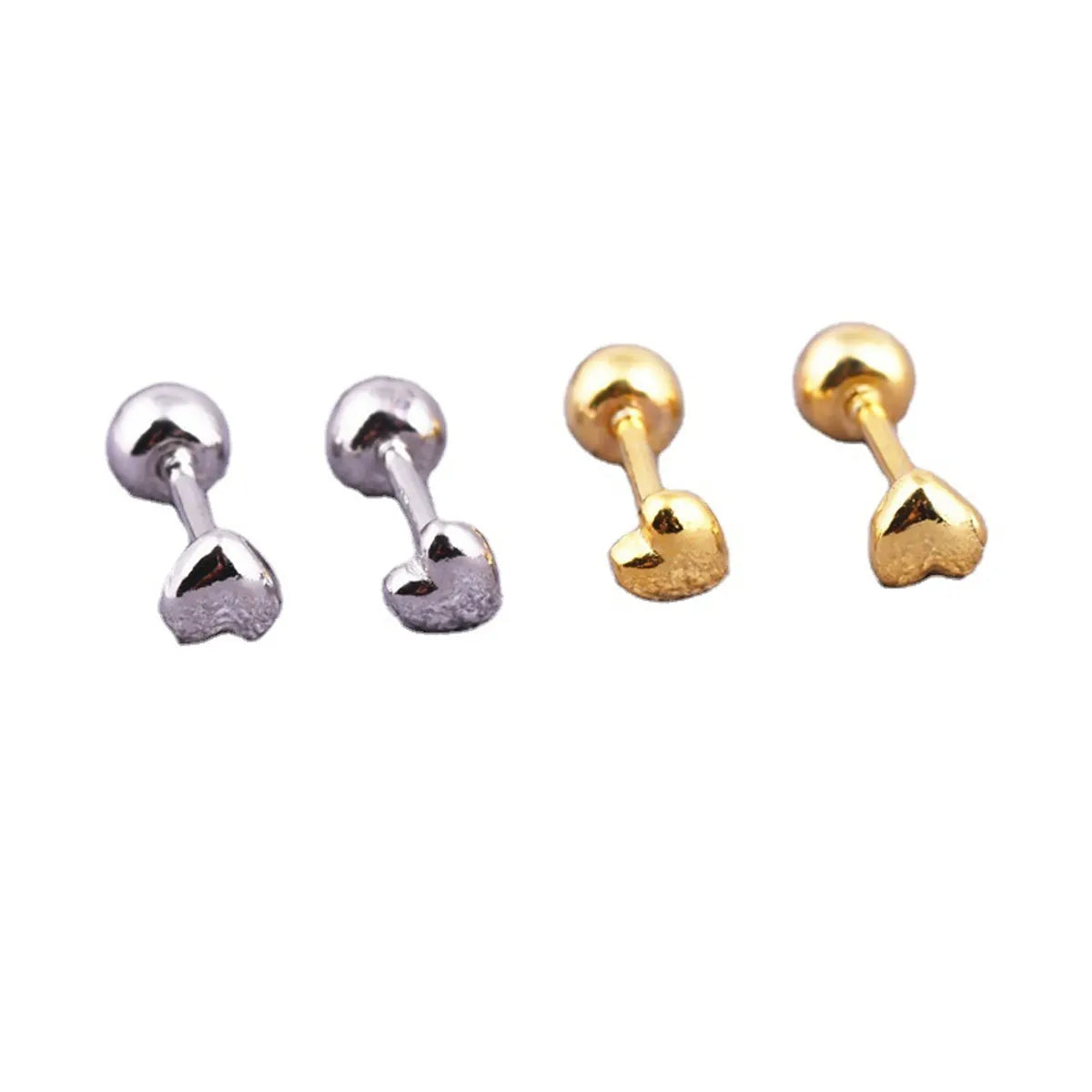 Simple Style Heart Shape Silver Plating Ear Studs 1 Pair