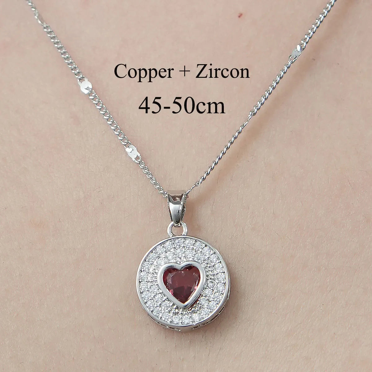 Simple Style Heart Shape Snake Lock Copper Plating Inlay Zircon Pendant Necklace