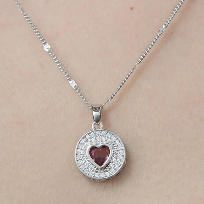 Simple Style Heart Shape Snake Lock Copper Plating Inlay Zircon Pendant Necklace