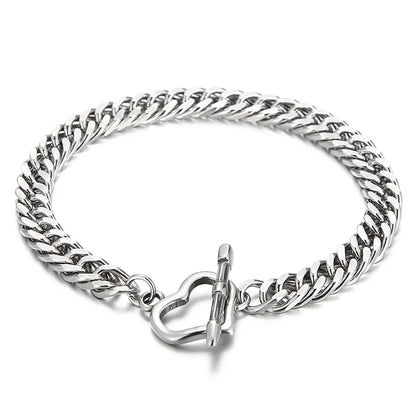 Simple Style Heart Shape Solid Color Stainless Steel Bracelets