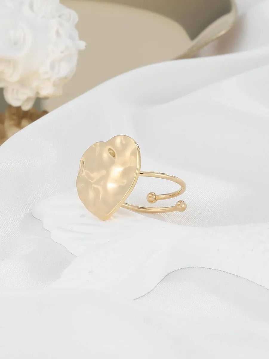 Simple Style Heart Shape Solid Color Stainless Steel Plating 18k Gold Plated Open Rings