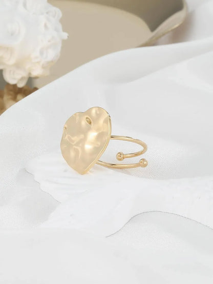 Simple Style Heart Shape Solid Color Stainless Steel Plating 18k Gold Plated Open Rings