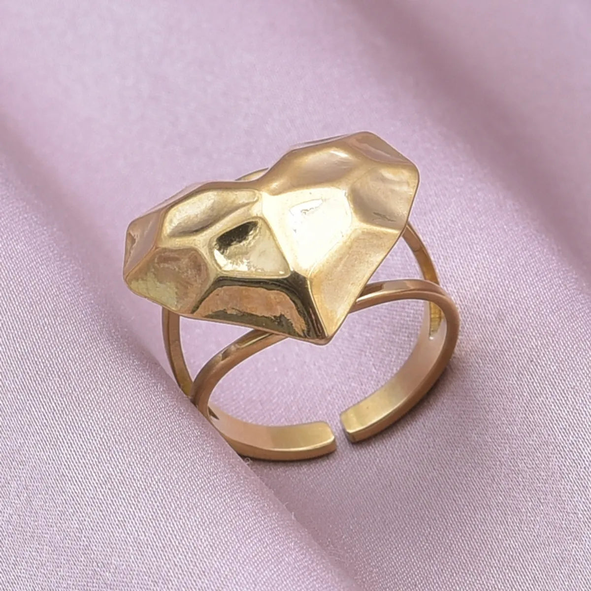 Simple Style Heart Shape Stainless Steel 18k Gold Plated Open Rings