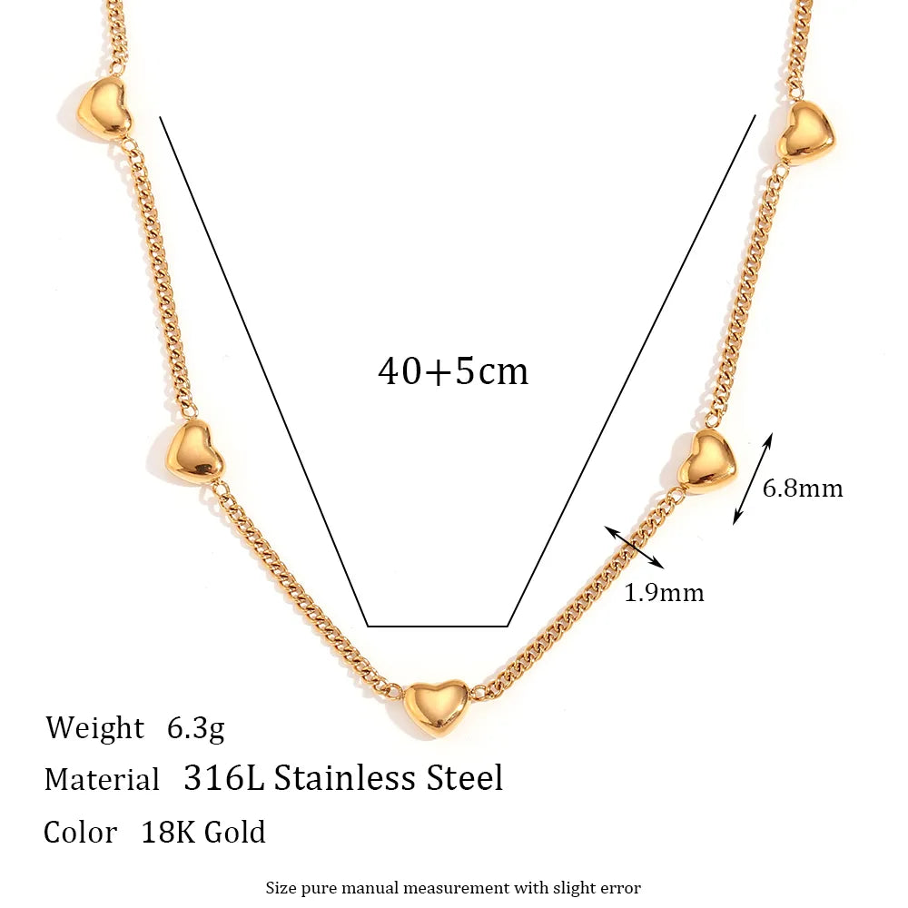 Wholesale Jewelry Simple Style Heart Shape 304 Stainless Steel 18K Gold Plated Plating Pendant Necklace