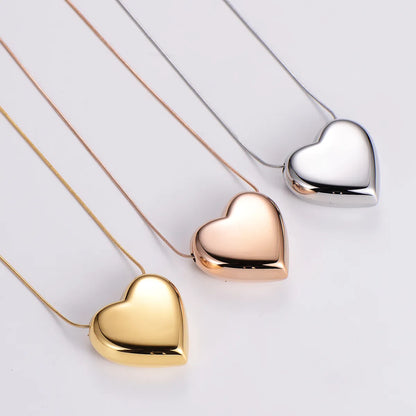 Simple Style Heart Shape Stainless Steel 18k Gold Plated Pendant Necklace