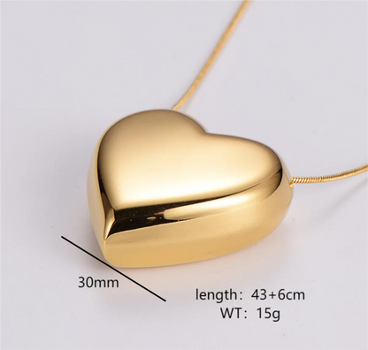 Simple Style Heart Shape Stainless Steel 18k Gold Plated Pendant Necklace