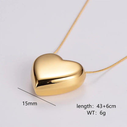 Simple Style Heart Shape Stainless Steel 18k Gold Plated Pendant Necklace