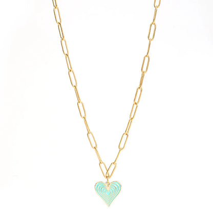 Simple Style Heart Shape Stainless Steel Alloy Enamel Plating Women'S Pendant Necklace