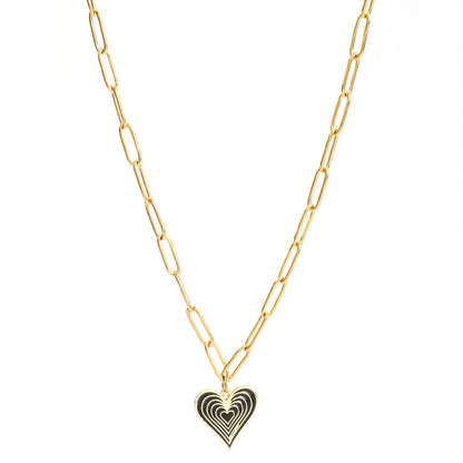 Simple Style Heart Shape Stainless Steel Alloy Enamel Plating Women'S Pendant Necklace