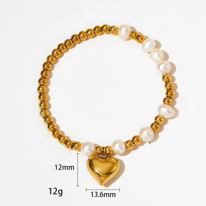 Simple Style Heart Shape 304 Stainless Steel 16K Gold Plated White Gold Plated Gold Plated Bracelets In Bulk