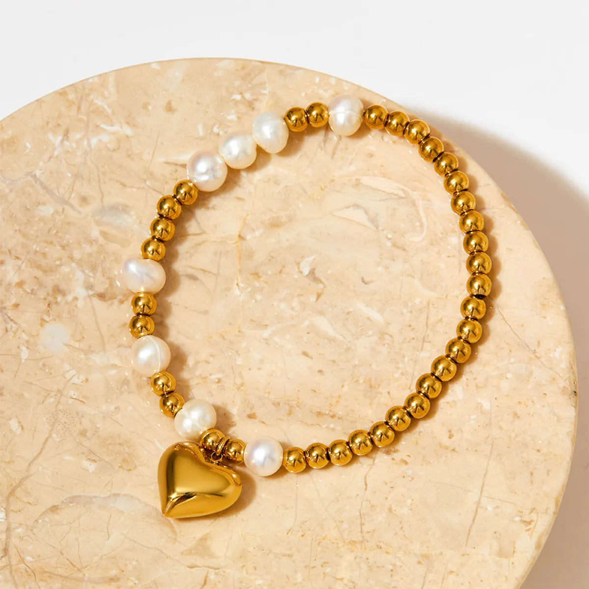 Simple Style Heart Shape 304 Stainless Steel 16K Gold Plated White Gold Plated Gold Plated Bracelets In Bulk