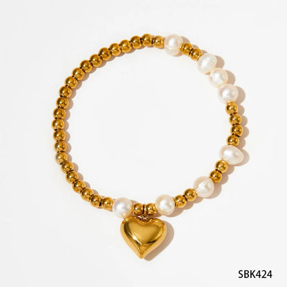 Simple Style Heart Shape 304 Stainless Steel 16K Gold Plated White Gold Plated Gold Plated Bracelets In Bulk