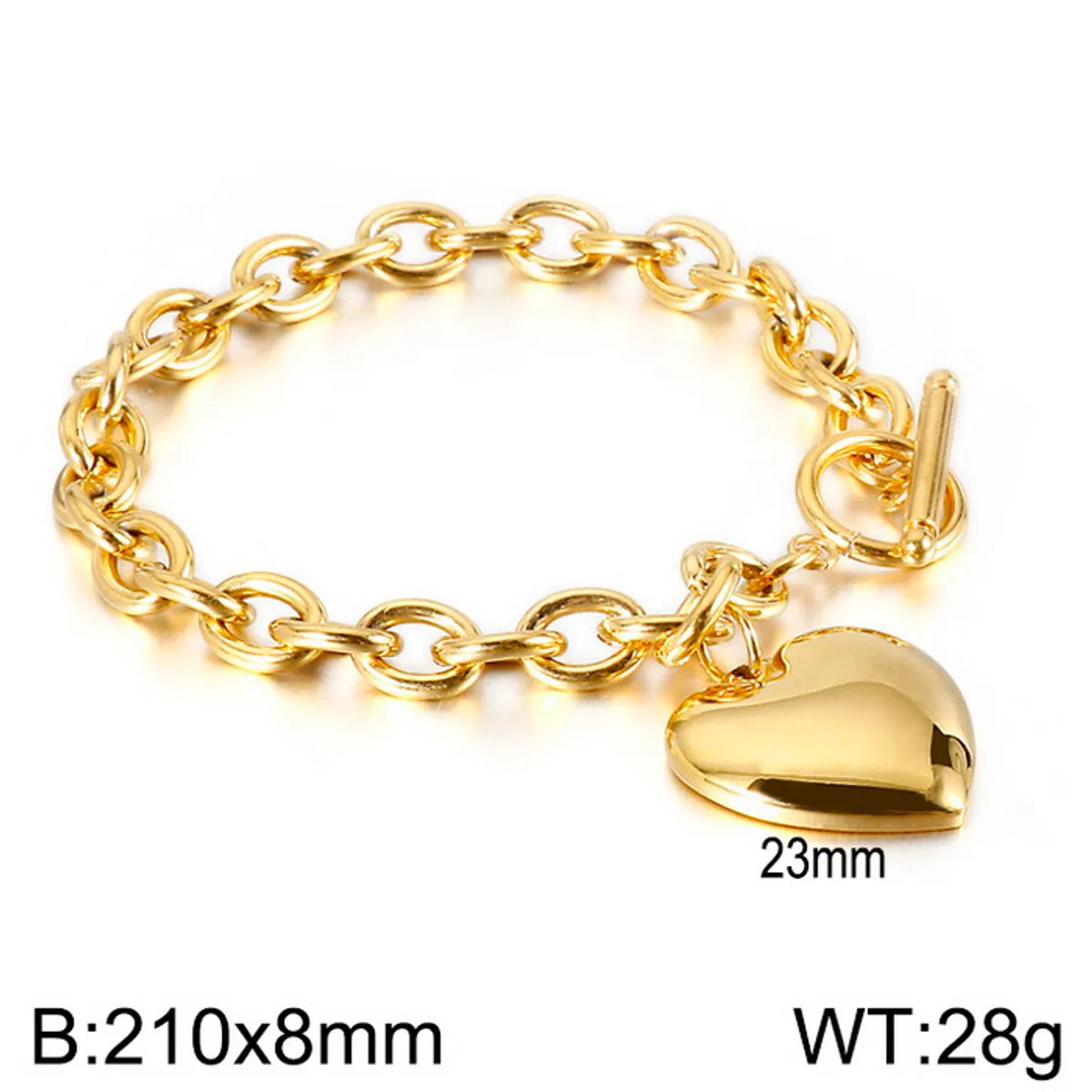 Wholesale Jewelry Simple Style Heart Shape Stainless Steel 18K Gold Plated Chain Bracelets Necklace