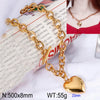 Wholesale Jewelry Simple Style Heart Shape Stainless Steel 18K Gold Plated Chain Bracelets Necklace