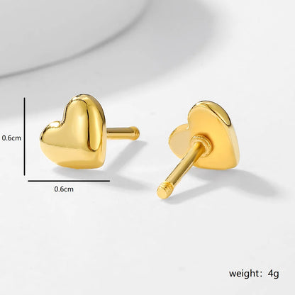 Simple Style Heart Shape Stainless Steel Ear Studs Stainless Steel Earrings