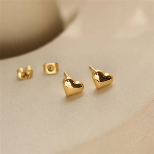 Simple Style Heart Shape Stainless Steel Ear Studs