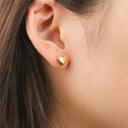 Simple Style Heart Shape Stainless Steel Ear Studs