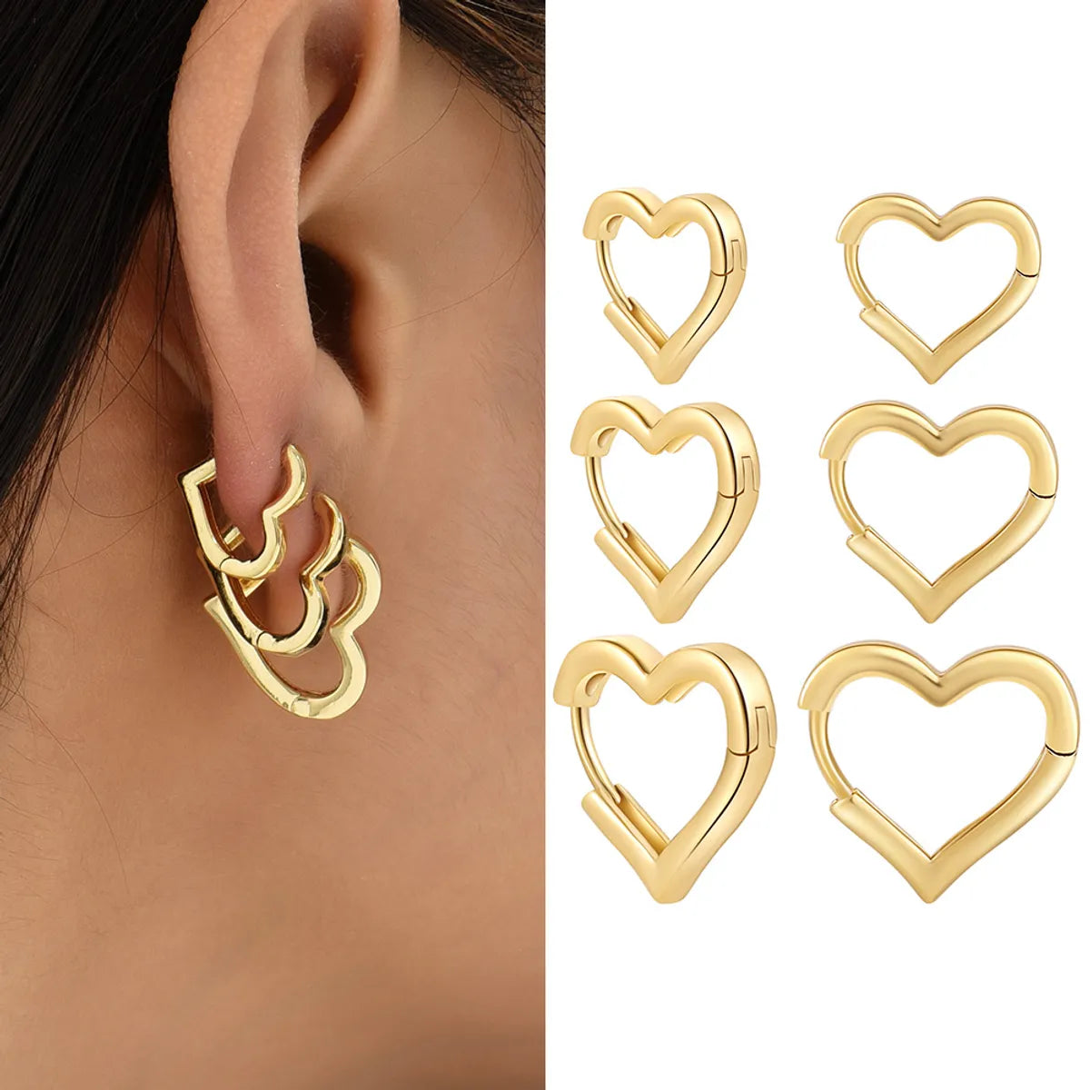 1 Pair Simple Style Heart Shape Plating Copper Earrings