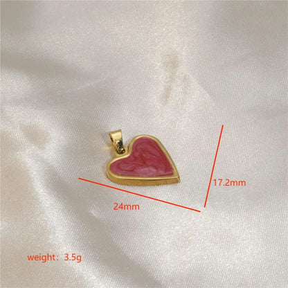 1 Piece Stainless Steel Enamel 18K Gold Plated Heart Shape