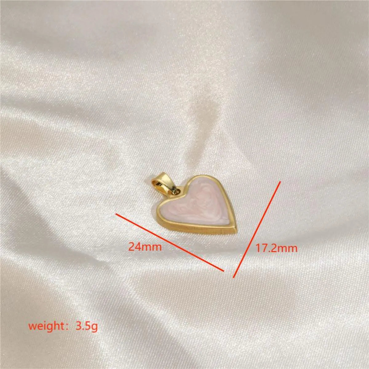 1 Piece Stainless Steel Enamel 18K Gold Plated Heart Shape