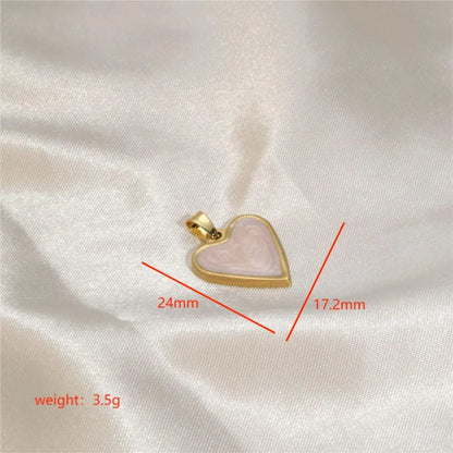 1 Piece Stainless Steel Enamel 18K Gold Plated Heart Shape