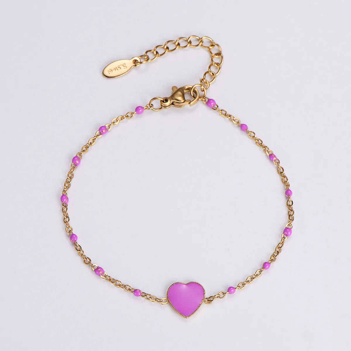 Simple Style Heart Shape Stainless Steel Epoxy Plating Women's Bracelets