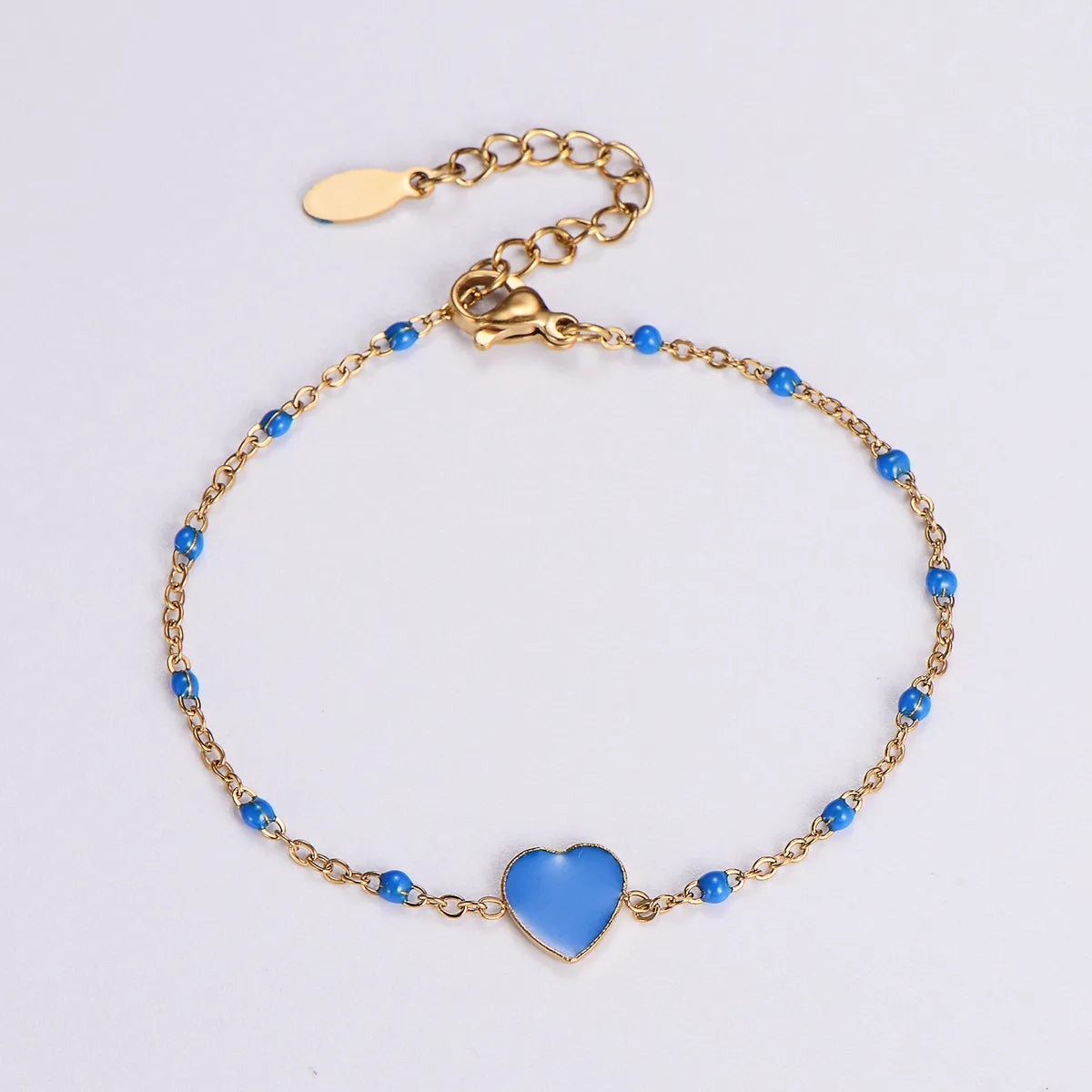 Simple Style Heart Shape Stainless Steel Epoxy Plating Women's Bracelets