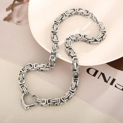 Simple Style Heart Shape Stainless Steel Hollow Out Bracelets Necklace