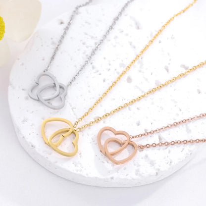 Simple Style Heart Shape Stainless Steel Hollow Out Pendant Necklace