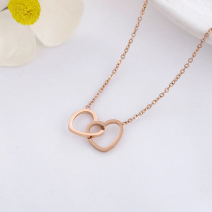 Simple Style Heart Shape Stainless Steel Hollow Out Pendant Necklace