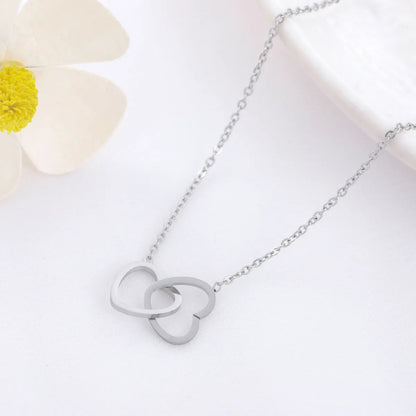 Simple Style Heart Shape Stainless Steel Hollow Out Pendant Necklace