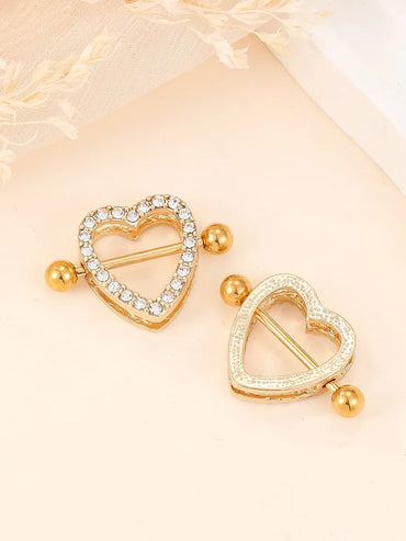 1 Pair Nipple Rings & Studs Simple Style Heart Shape Zinc Alloy Inlay Glass Gold Plated