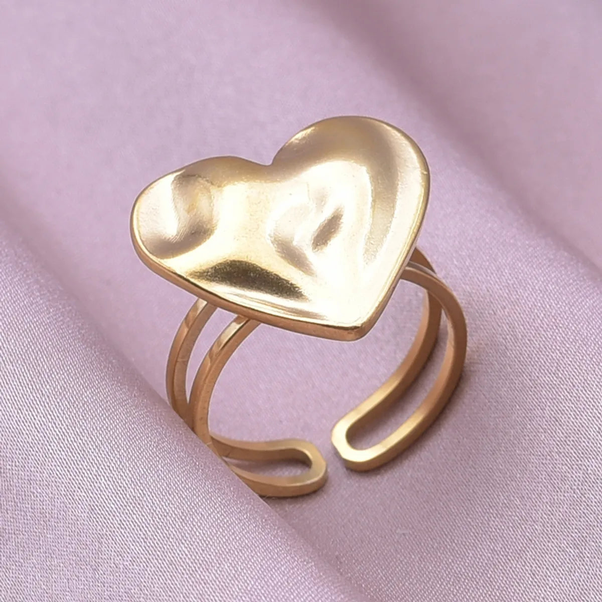 Simple Style Heart Shape Stainless Steel Irregular 18k Gold Plated Open Rings