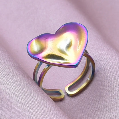 Simple Style Heart Shape Stainless Steel Irregular 18k Gold Plated Open Rings