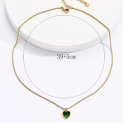 Simple Style Heart Shape Stainless Steel Necklace Inlay Zircon Stainless Steel Necklaces 1 Piece