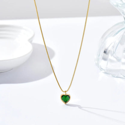 Simple Style Heart Shape Stainless Steel Necklace Inlay Zircon Stainless Steel Necklaces 1 Piece