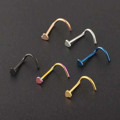 Simple Style Heart Shape Stainless Steel Nose Studs 1 Piece