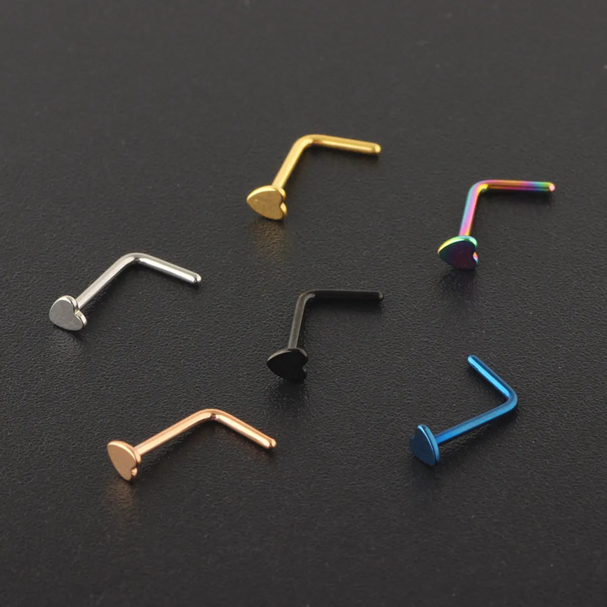 Simple Style Heart Shape Stainless Steel Nose Studs 1 Piece