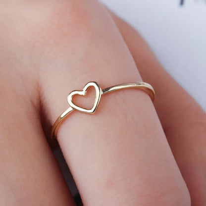 Simple Style Heart Shape Stainless Steel Open Ring