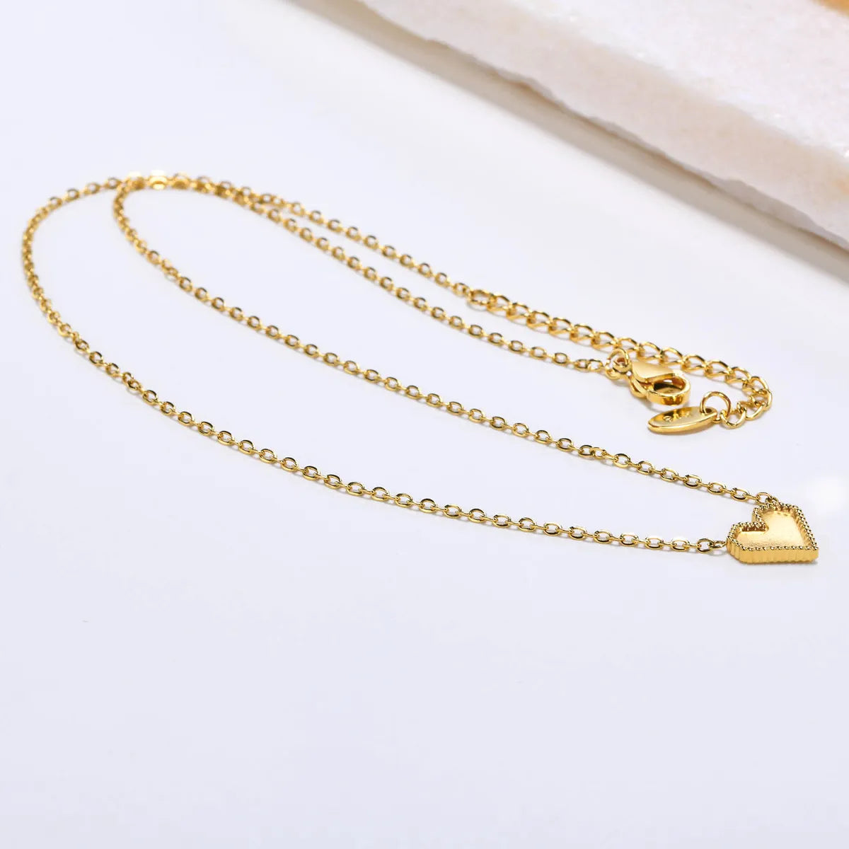 Simple Style Heart Shape Stainless Steel Pendant Necklace In Bulk