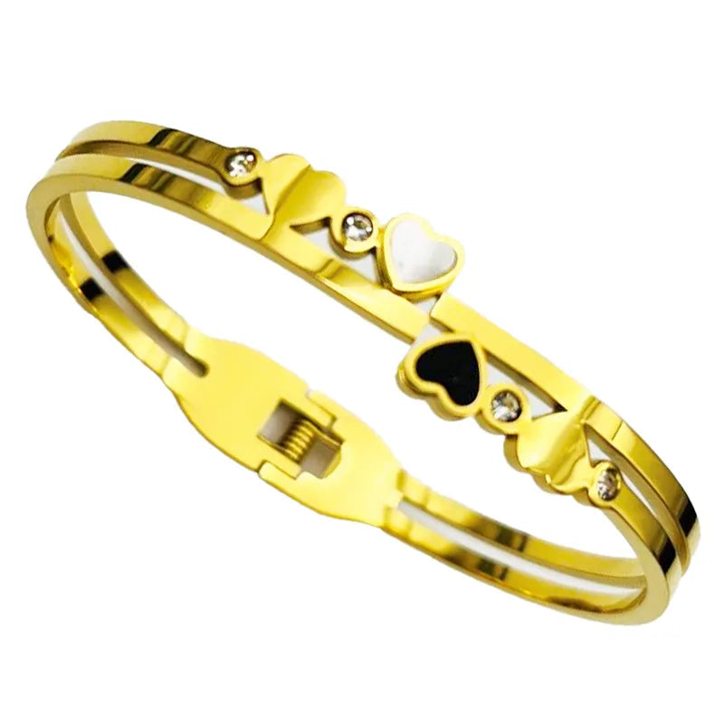 Simple Style Heart Shape Stainless Steel Plating 18k Gold Plated Bangle