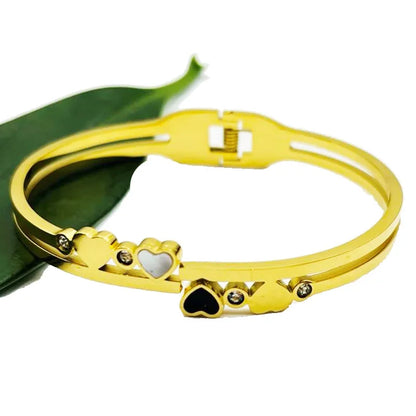 Simple Style Heart Shape Stainless Steel Plating 18k Gold Plated Bangle