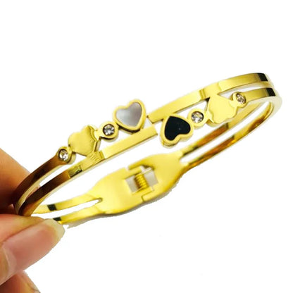 Simple Style Heart Shape Stainless Steel Plating 18k Gold Plated Bangle